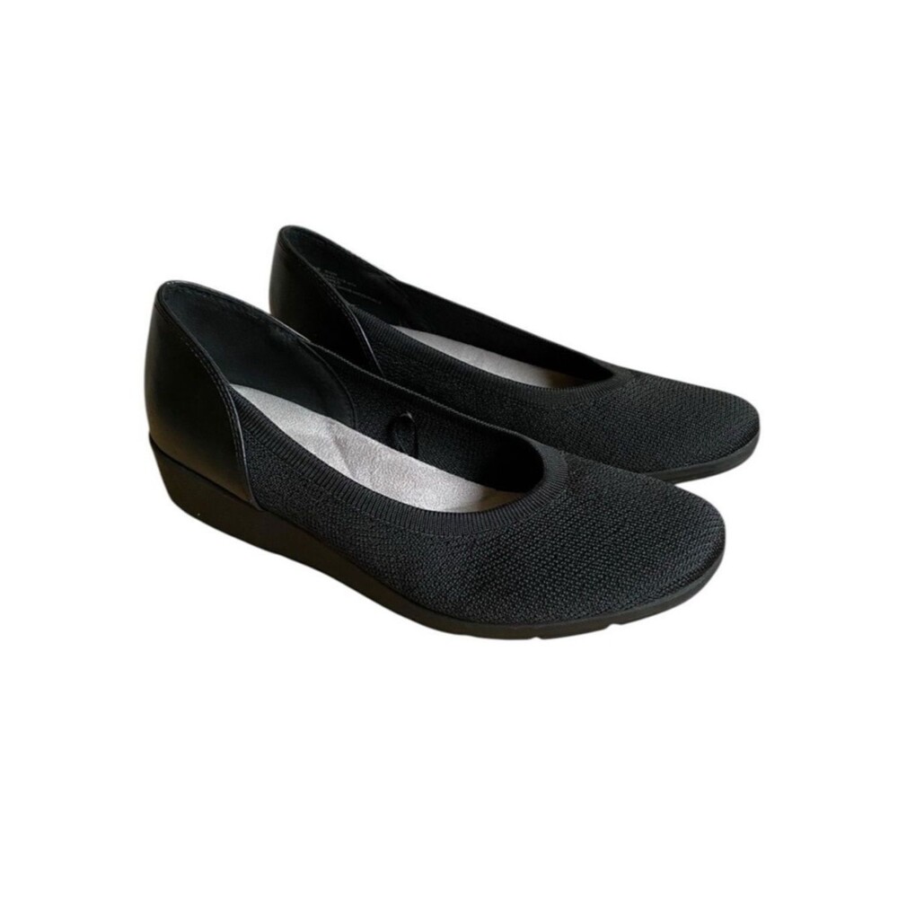 Kim Rogers Maddie Ultra Comfort Wedge Shoes Flats 9.5 Black Round Toe Casual
